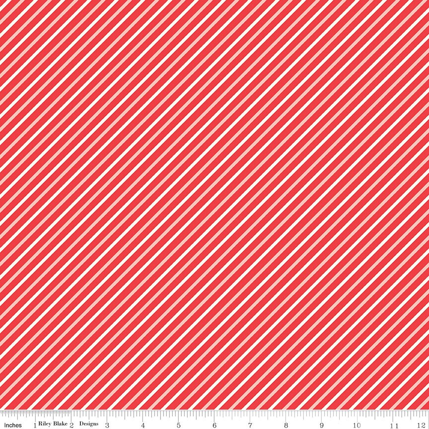 I Love Us Stripes Red by Sandy Gervais for Riley Blake Designs - C13966-RED