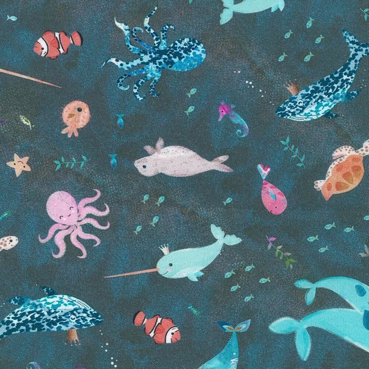 Marine Delights Sealife Night by Samantha Neville for Robert Kaufman Fabrics - AXGD-22226-438