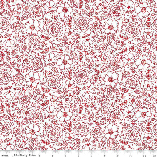 My Valentine Lined Roses White by Echo Park Paper for Riley Blake Designs - C14153-WHITE