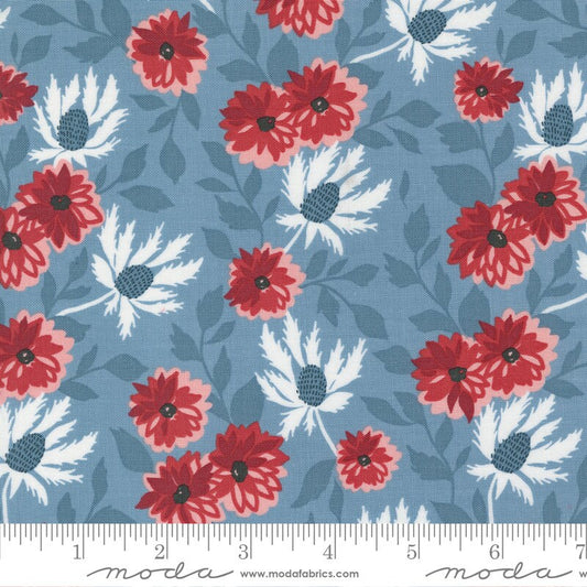 Old Glory Liberty Bouquet Florals Sky by Lella Boutique for Moda Fabrics - 5200 13
