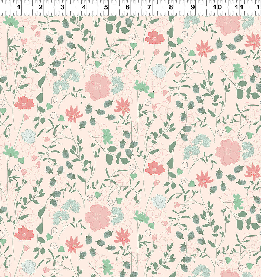 Strawberry Days Floral Pale Peach by Meags and Me for Clothworks - Y4066-131