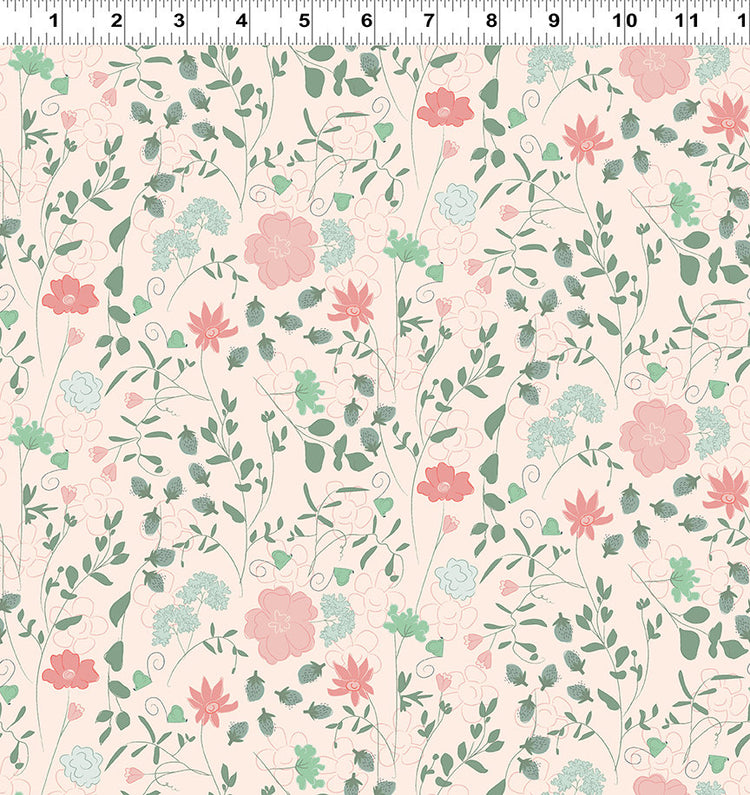 Strawberry Days Floral Pale Peach by Meags and Me for Clothworks - Y4066-131