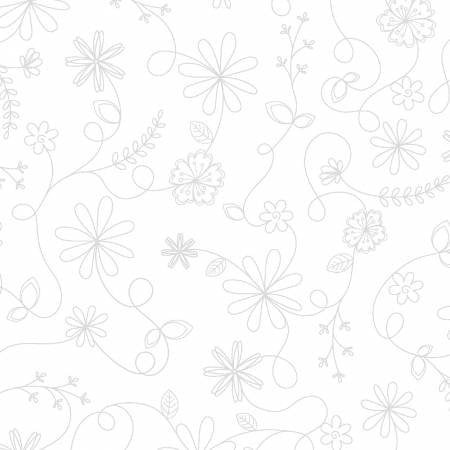 Swirl Floral White on White by Kim Christopherson of Kimberbell Designs for Maywood Studios - MAS8261-WW