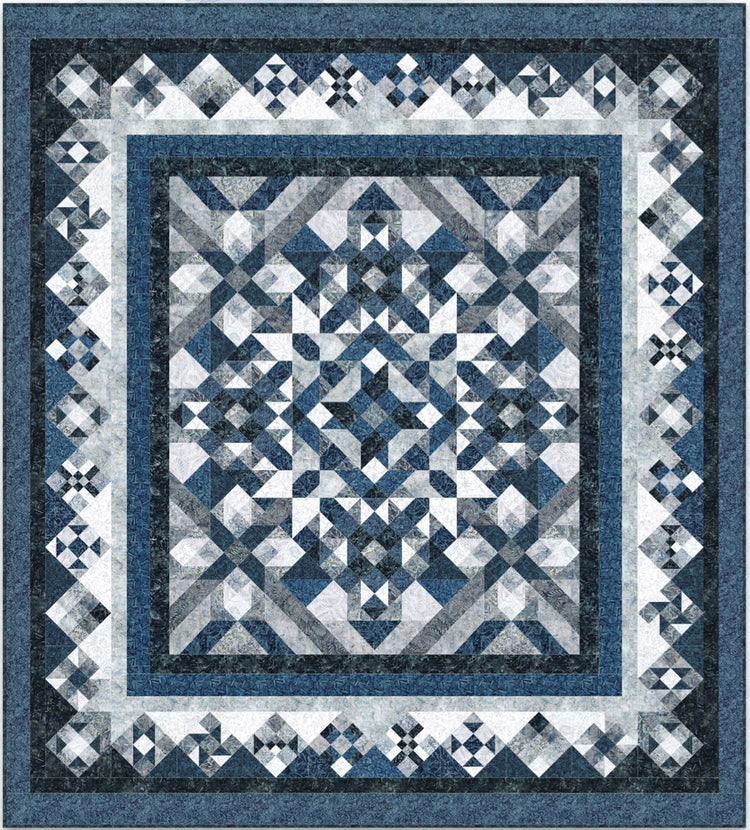 Blue Smoke Quilt Kit - Queen Quilt - Batiks from Wilmington Prints