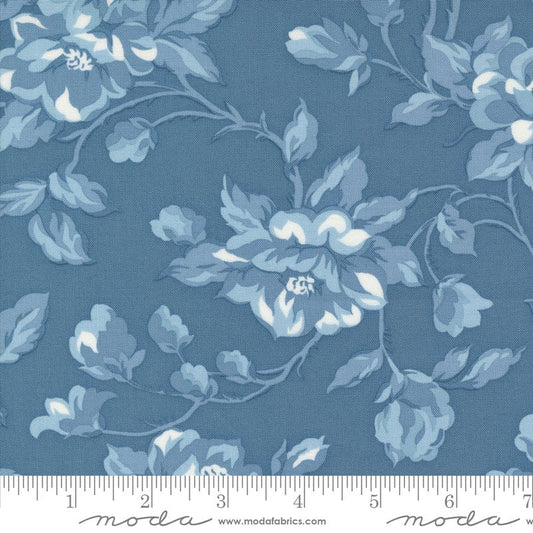 Shoreline Cottage Large Floral Medium Blue by Camille Roskelley for Moda Fabrics - 55300 23