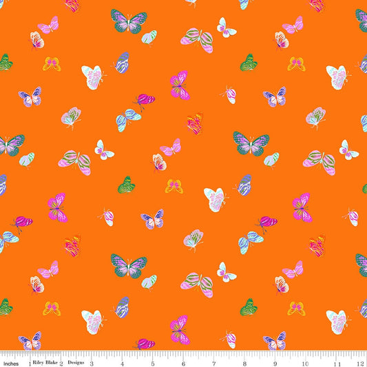 Butterflies Orange Splendid by Gabrielle Neil Design for Riley Blake Designs - CD14315-ORANGE