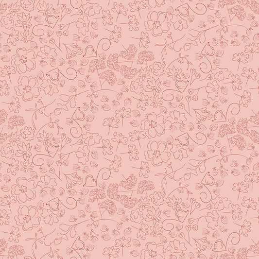 Strawberry Days Tone on Tone Floral Light Coral by Meags and Me for Clothworks - Y4068-38