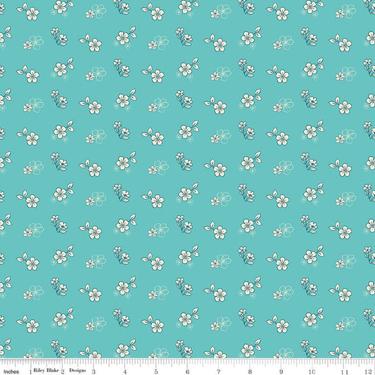 Feed My Soul Tossed Floral Sky by Sandy Gervais for Riley Blake Designs - C14553-SKY