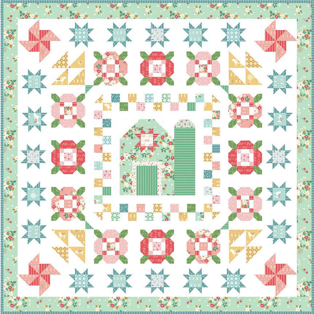 Meadowland Boxed Quilt Kit with Sweet Acres Fabric by Beverly McCullough of Flamingo Toes for Riley Blake Designs - Quilt Kit with Pattern