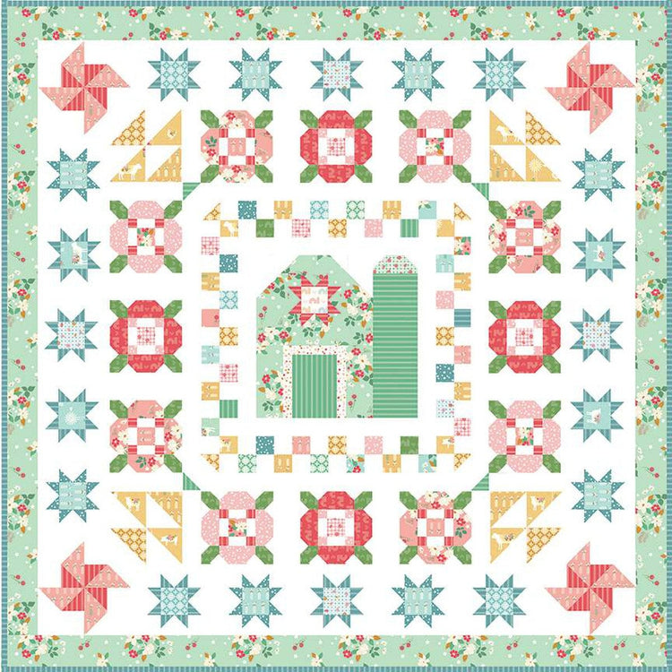 Meadowland Boxed Quilt Kit with Sweet Acres Fabric by Beverly McCullough of Flamingo Toes for Riley Blake Designs - Quilt Kit with Pattern