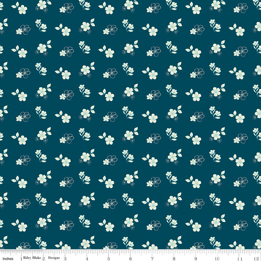 Feed My Soul Tossed Floral Navy by Sandy Gervais for Riley Blake Designs - C14553-NAVY