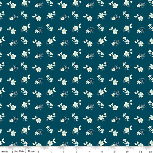 Feed My Soul Tossed Floral Navy by Sandy Gervais for Riley Blake Designs - C14553-NAVY