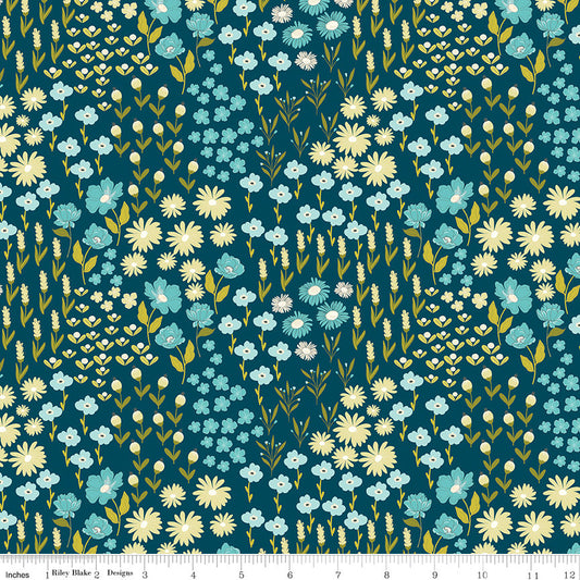 Feed My Soul Flower Garden Navy by Sandy Gervais for Riley Blake Designs - C14551-NAVY